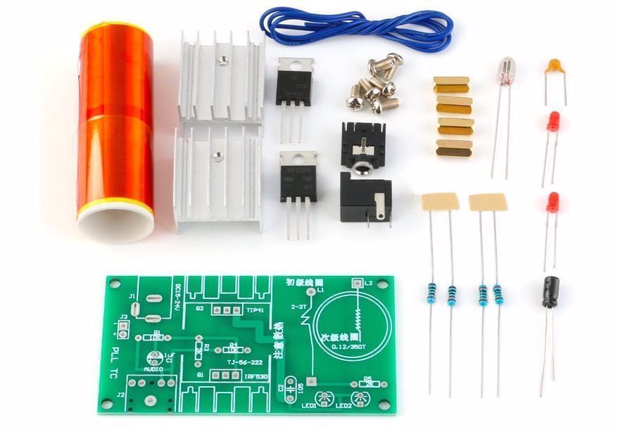 Kit de practicas, bobina Tesla, 15W, DC 15-24V, 2A. Experimento de física - Imagen 2