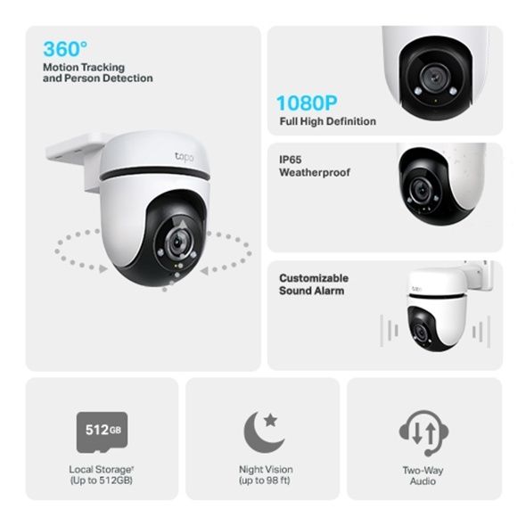 Cámara inteligente Wi-Fi de vigilancia 360º TAPO C500 - Imagen 2