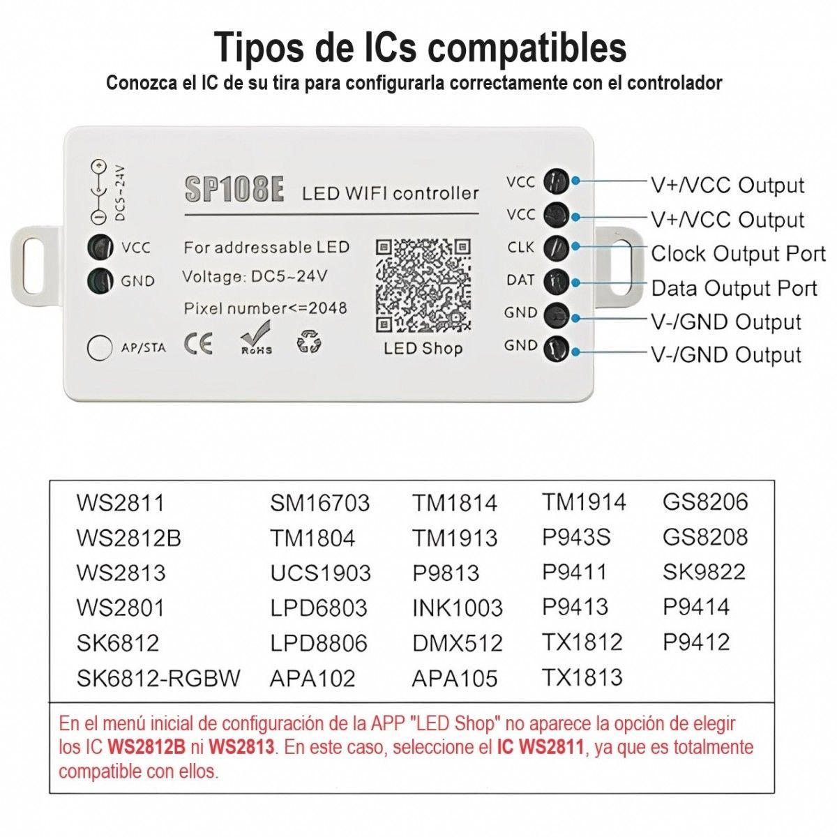 Controlador de señal SP para tiras IC/RGBIC DC5V-24V. Compatible también con DMX512 - Imagen 5