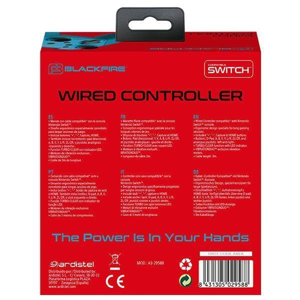 Mando PRO con Cable 3m BLACKFIRE® (Azul Neon) para SWITCH - Imagen 5