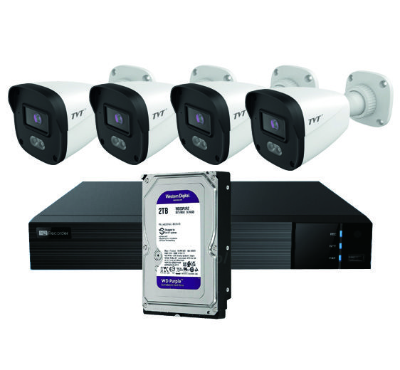 Kit CCTV IP de 4 Cámaras Bullet 4MP TVT