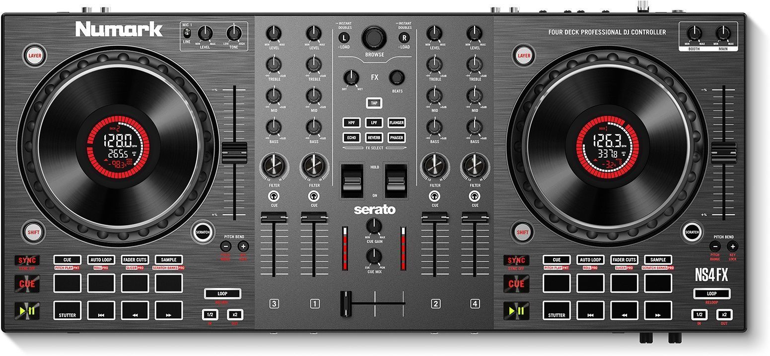 Controladora de 4 canales para Serato Numark NS4FX
