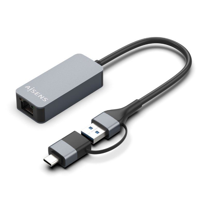 Adaptador USB 3.2 Gen1 USB Macho - USB Tipo C Macho a Ethernet RJ45 Gigabit
