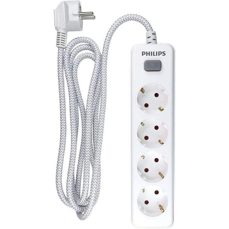 Regleta con Interruptor Philips 4 Tomas de corriente, 2 USB y cable de 2.0m - Imagen 2