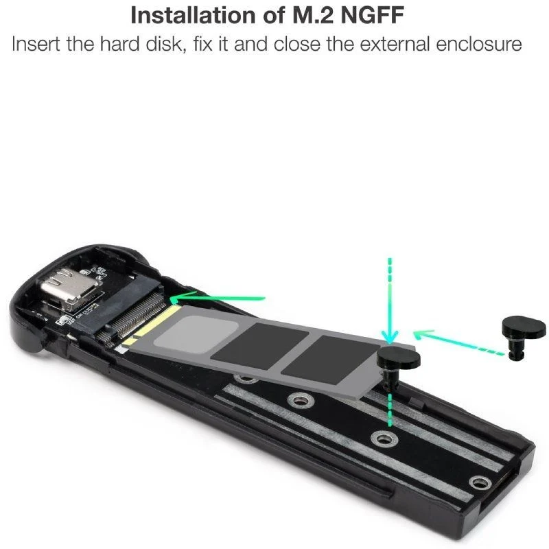 Caja Externa para Disco SSD M.2 NGFF USB 3.1 Gen2 sin tornillos - Imagen 2