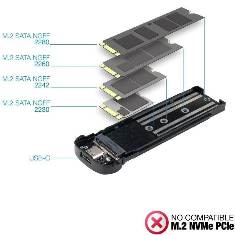 Caja Externa para Disco SSD M.2 NGFF USB 3.1 Gen2 sin tornillos - Imagen 3