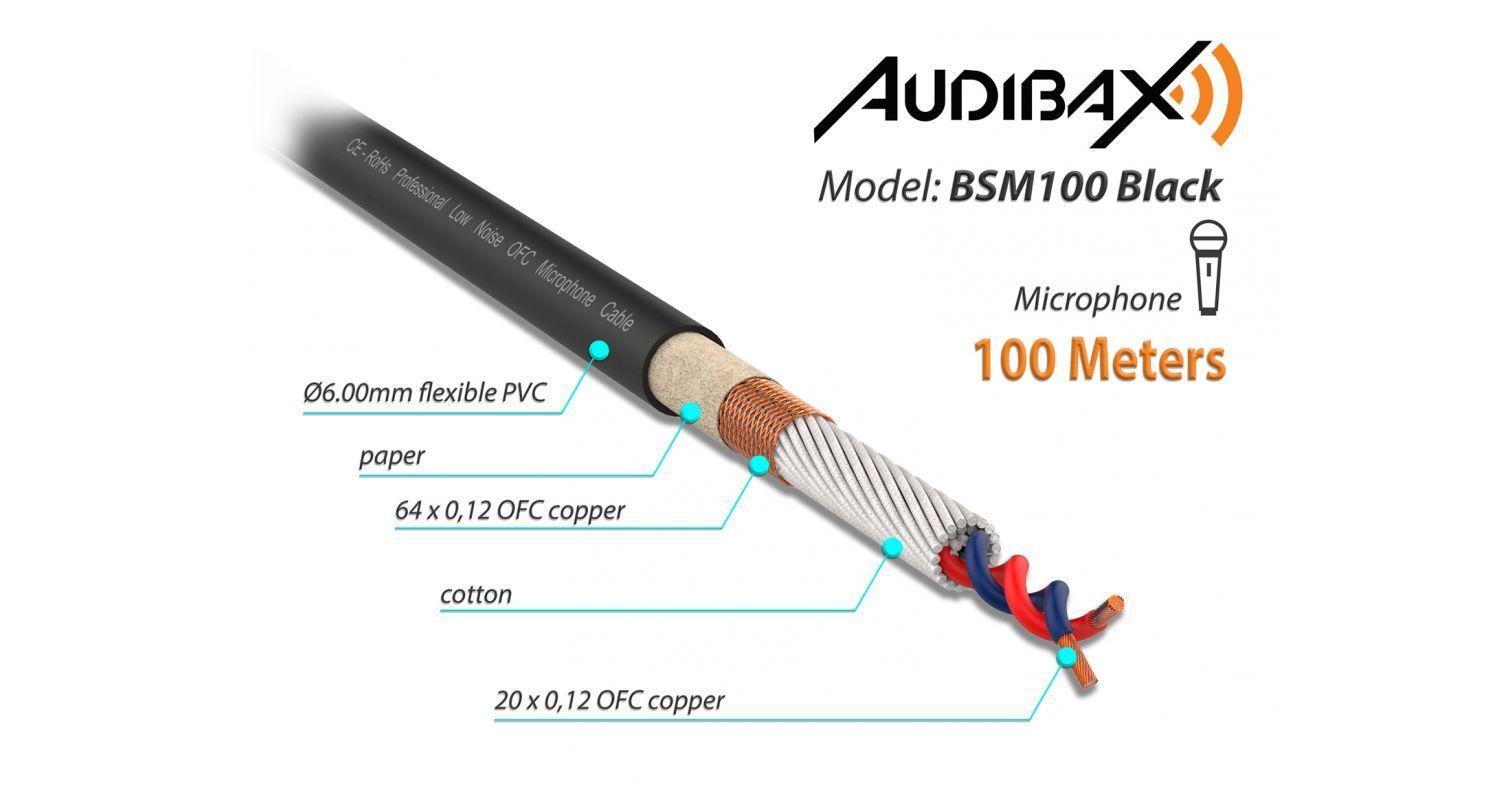 Bobina Cable Micrófono Balanceado 100 Metros Audibax - Imagen 2