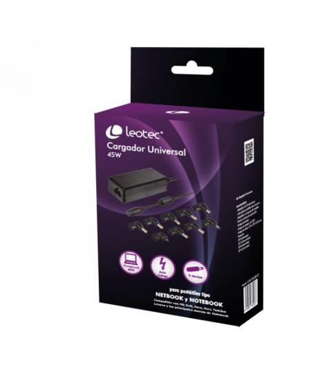 Cargador de Portátil Leotec Home/ 45W/ Automático/ 9 Conectores/ Voltaje 9.5-20V