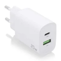 Cargador de Pared Aisens 1xUSB Tipo-C y 1xUSB de 20W color Blanco