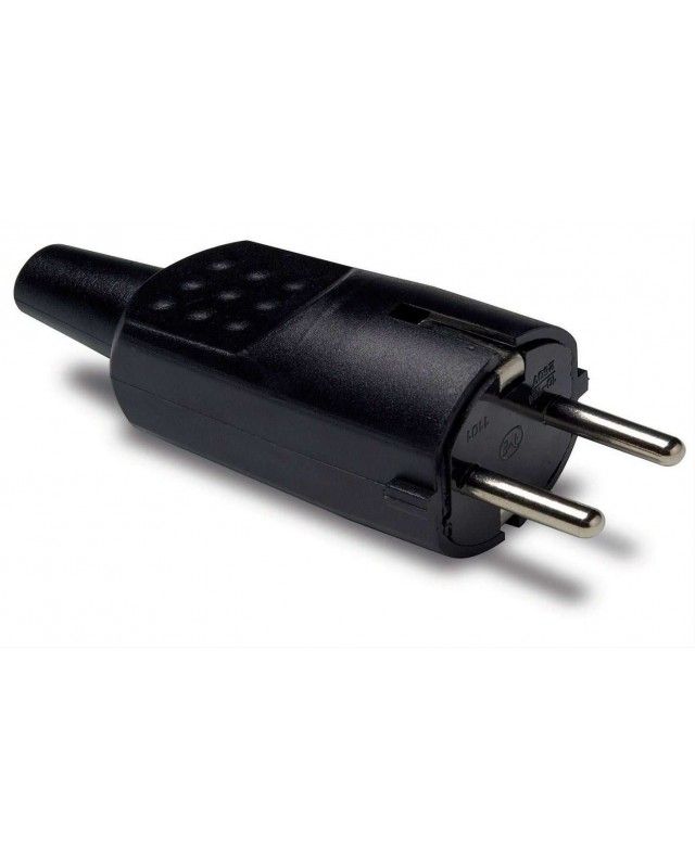 Clavija PVC y goma con TT en color negro 16A 250V
