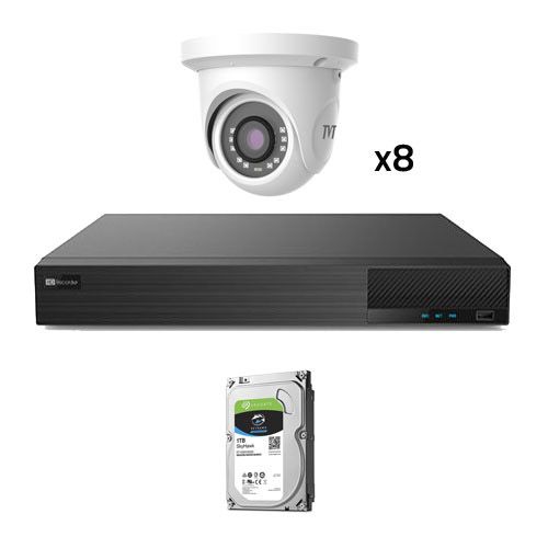 Kit CCTV 8 Cámaras Domo 2MP TVT