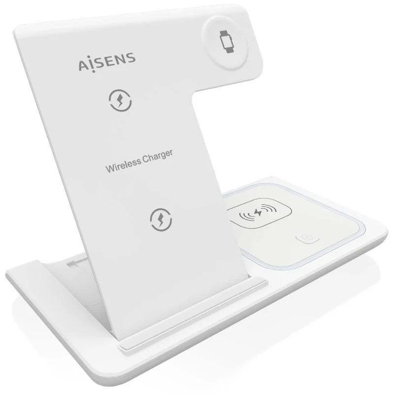 Cargador inalámbrico AISENS de 15W para móvil, Apple Watch y auriculares con estuche de carga