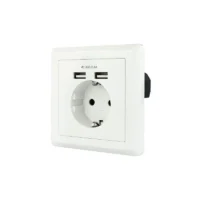 Base Schuko empotrable con 2 puertos USB-A