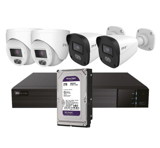 Kit CCTV IP de 4 Cámaras 4MP TVT