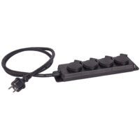 Regleta IP44 de 4 tomas con tapa protectora