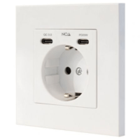 Base Schuko empotrable con 2 puertos USB-C