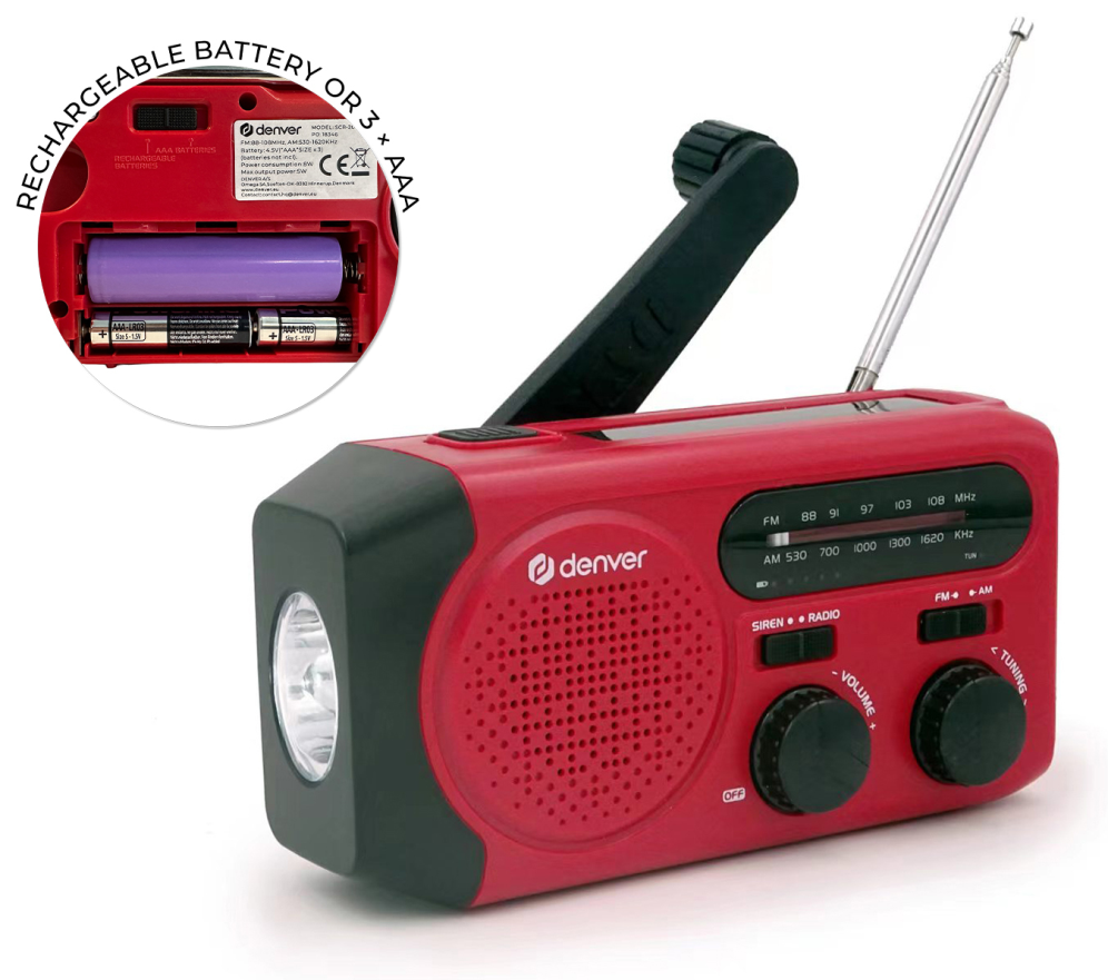 Radio solar con manivela, linterna, función SOS y batería integrada de 2000 mAh - Imagen 2