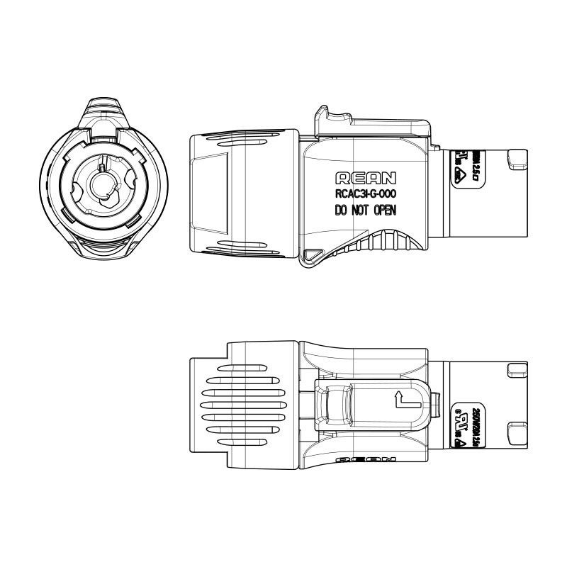 Conector PowerCON aereo entrada AC (AZUL) - Imagen 2