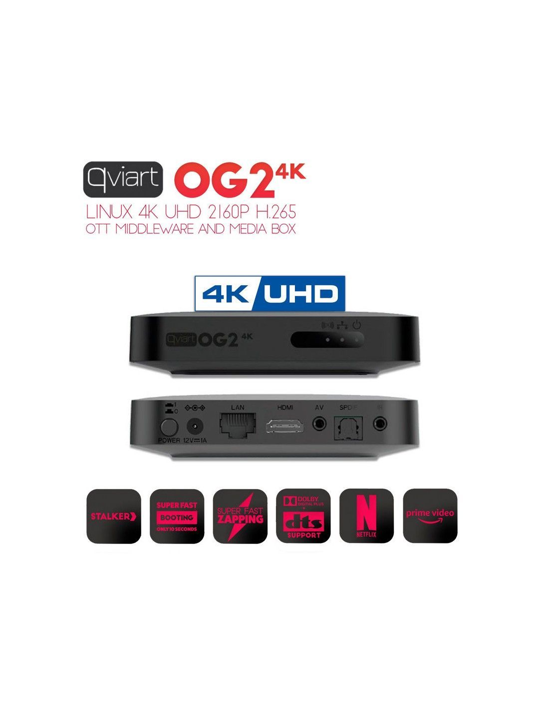 Receptor IPTV Qviart OG2 4K Linux OTT UHD